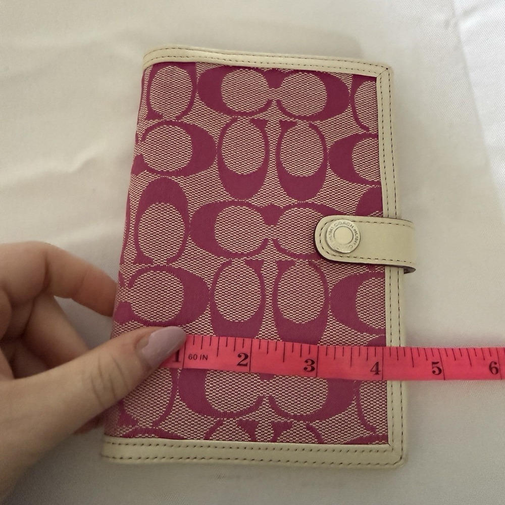 Vintage Coach Pink Canvas White Leather Planner Agenda Notebook Cover Y2K NWT - Picture 10 of 13
